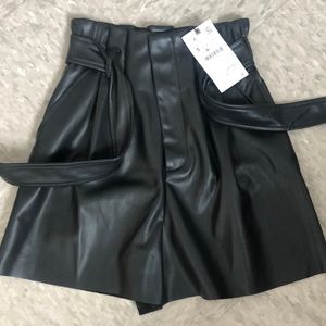 Zara leather shorts